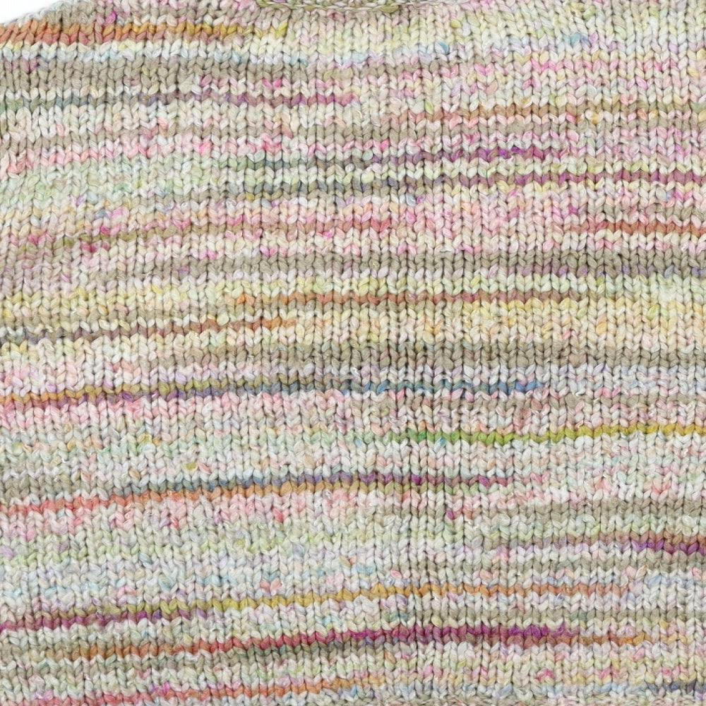 F&F Womens Pink Striped Knit Pullover Jumper Size 14