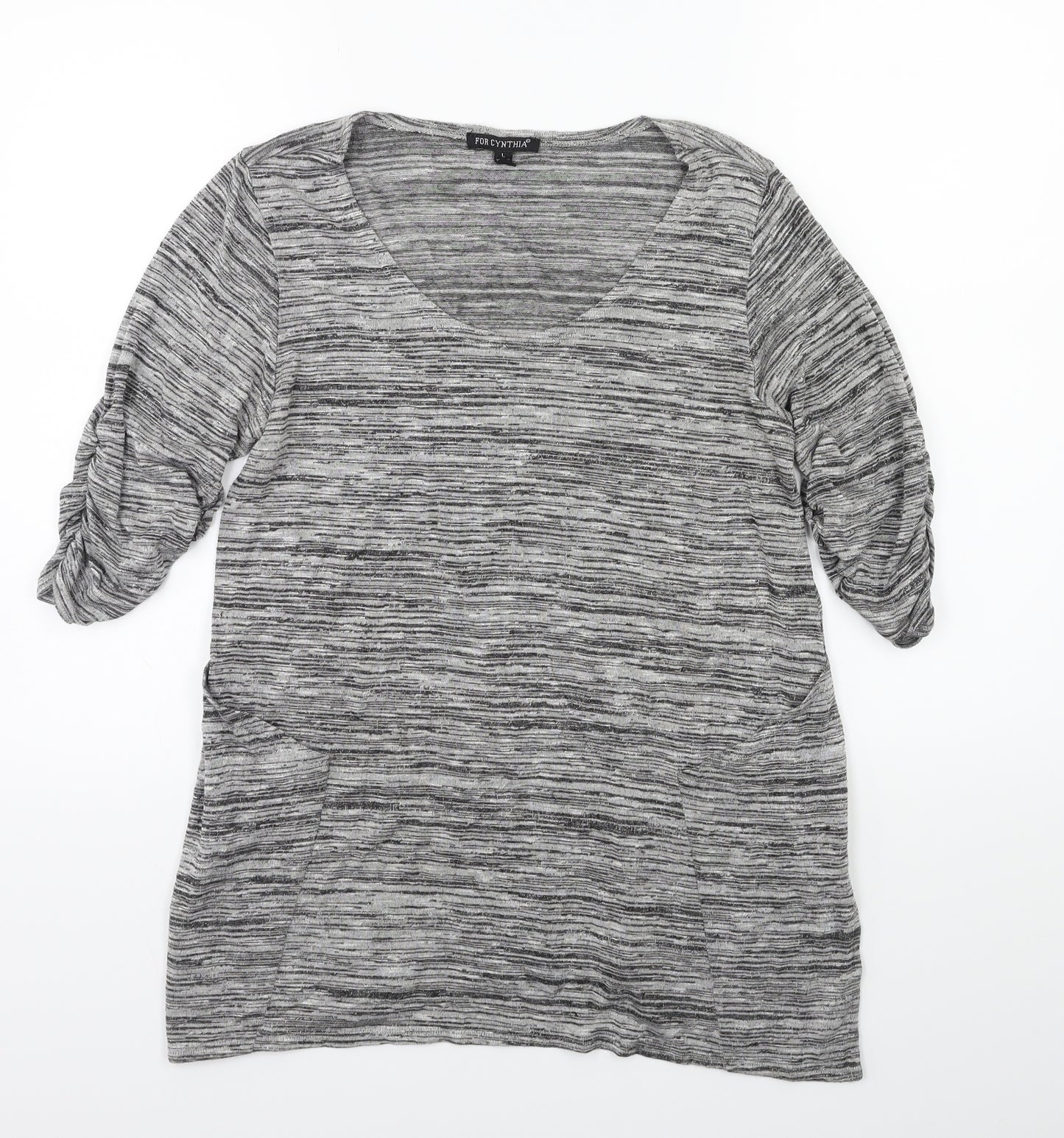 For Cynthia Womens Grey   Basic T-Shirt Size L