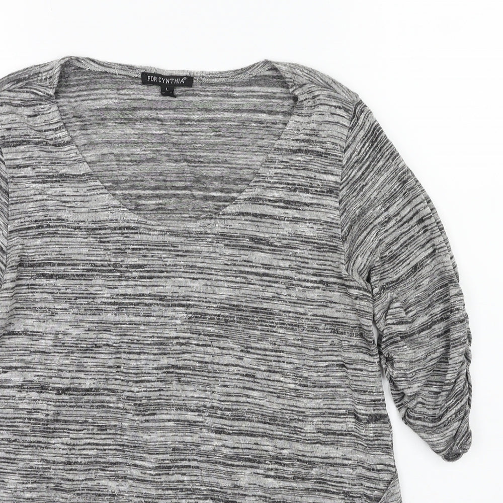 For Cynthia Womens Grey   Basic T-Shirt Size L