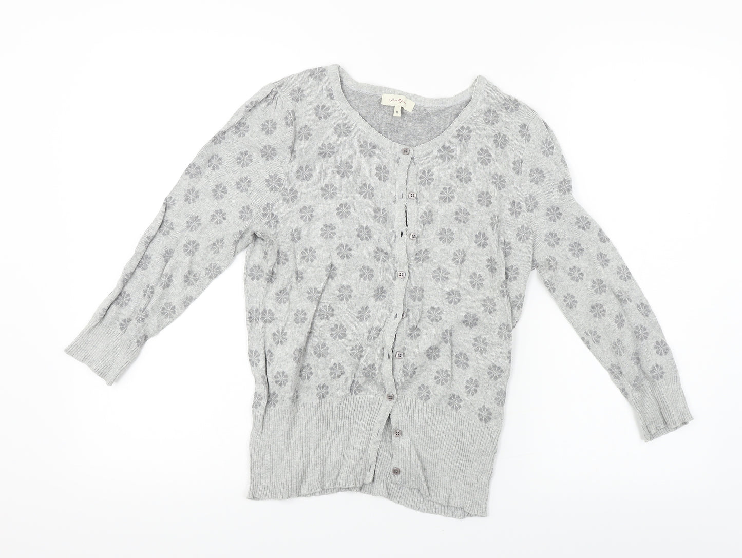 Vacknox  Womens Grey Floral  Cardigan Jumper Size M