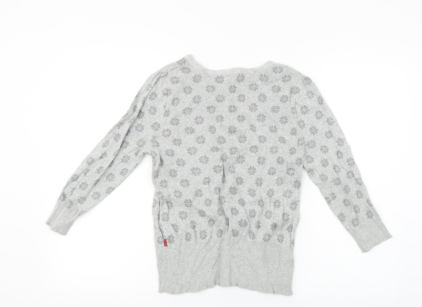 Vacknox  Womens Grey Floral  Cardigan Jumper Size M
