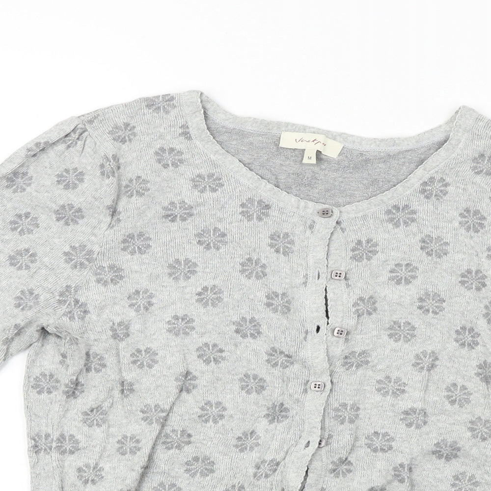 Vacknox  Womens Grey Floral  Cardigan Jumper Size M