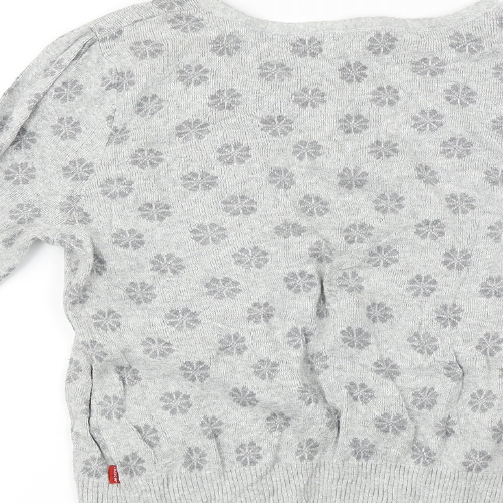 Vacknox  Womens Grey Floral  Cardigan Jumper Size M