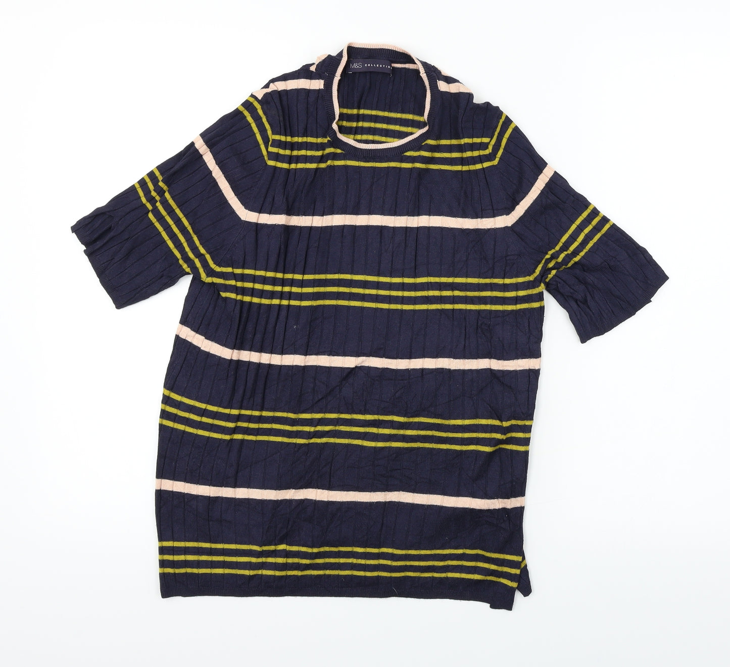 Marks and Spencer  Womens Blue Striped  Pullover Jumper Size 16
