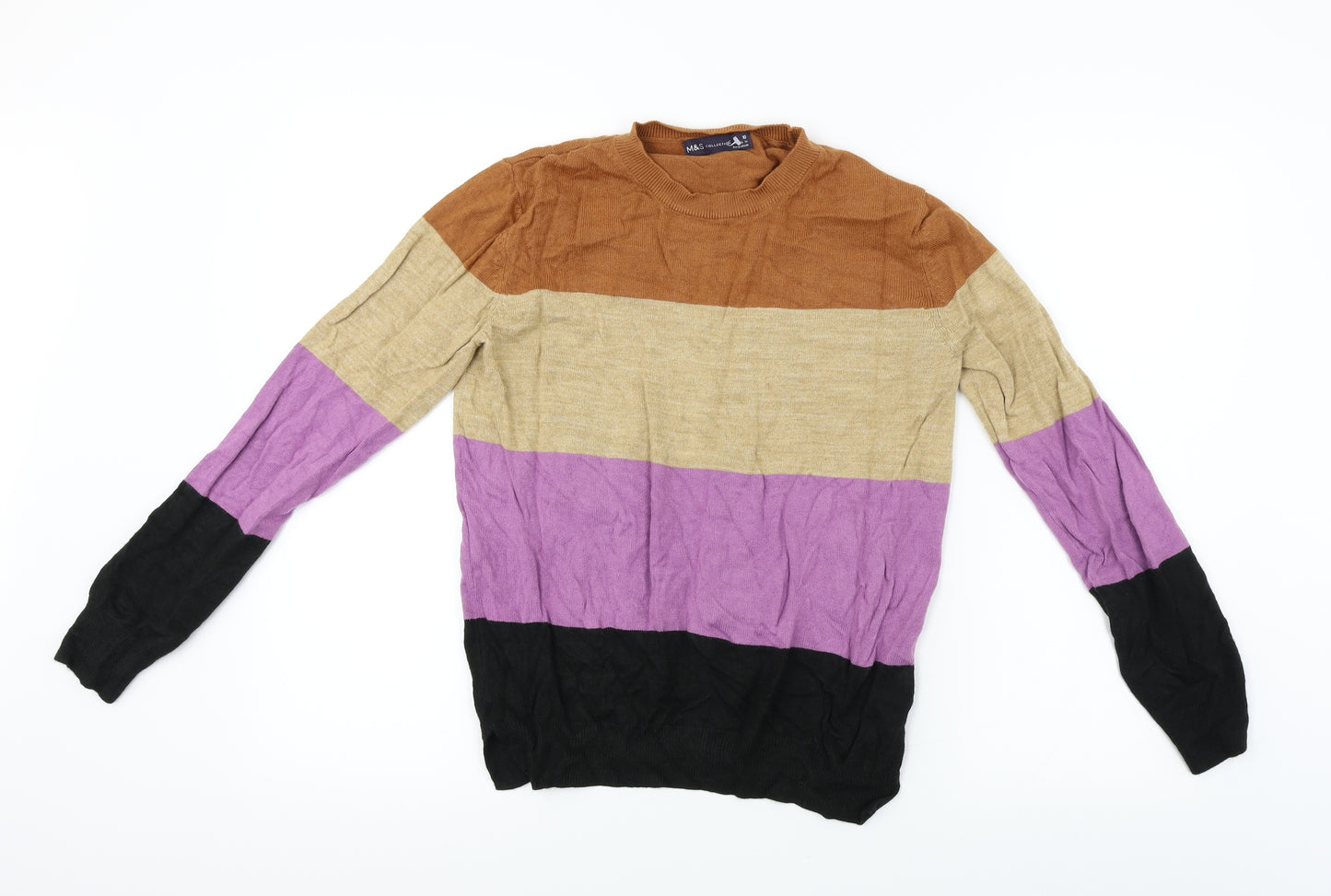 Marks and Spencer  Womens Beige Striped  Pullover Jumper Size 10