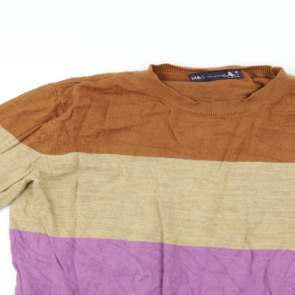 Marks and Spencer  Womens Beige Striped  Pullover Jumper Size 10
