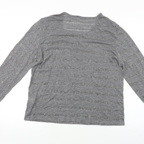 G.W  Womens Grey Striped  Basic Blouse Size 14