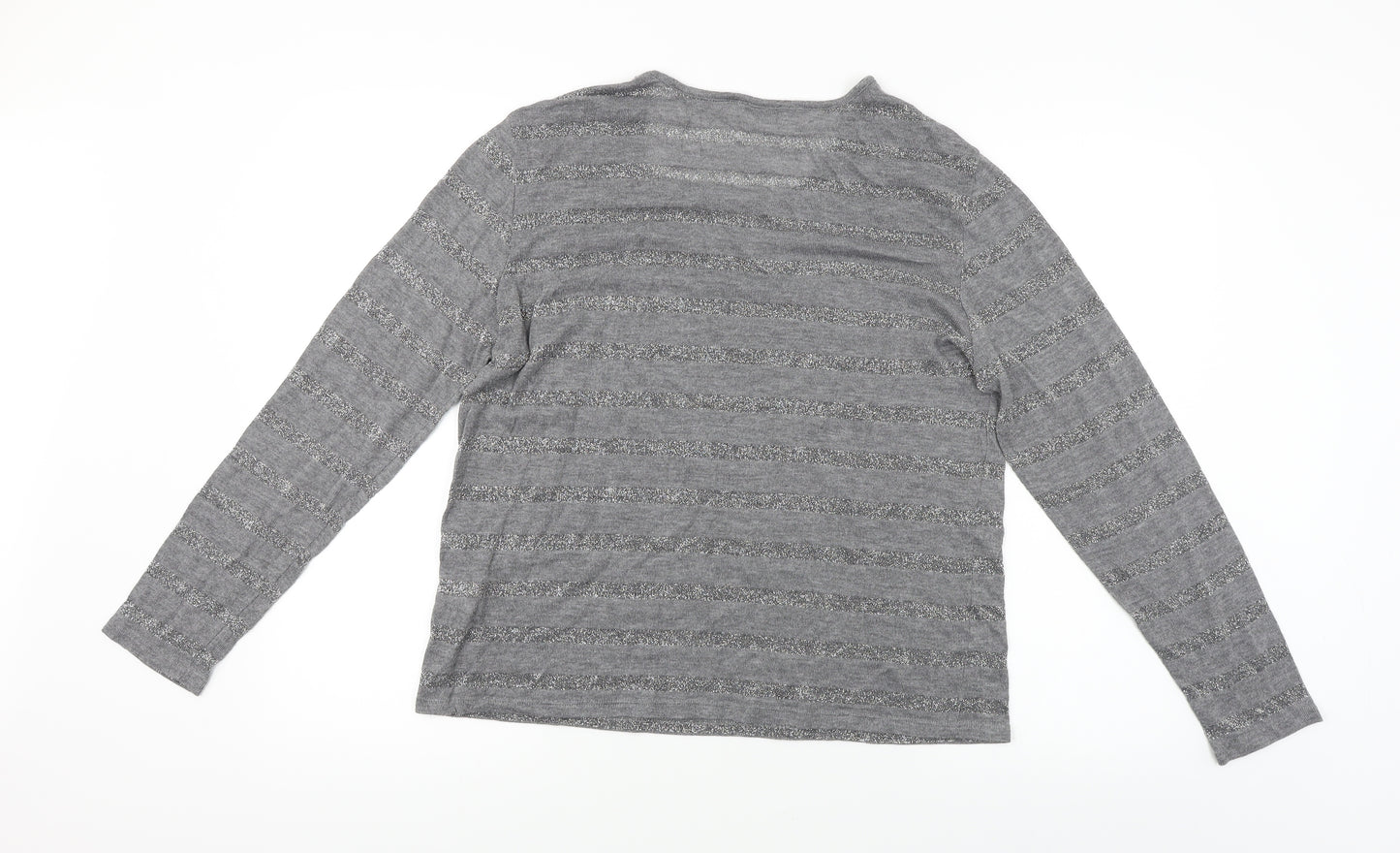 G.W  Womens Grey Striped  Basic Blouse Size 14