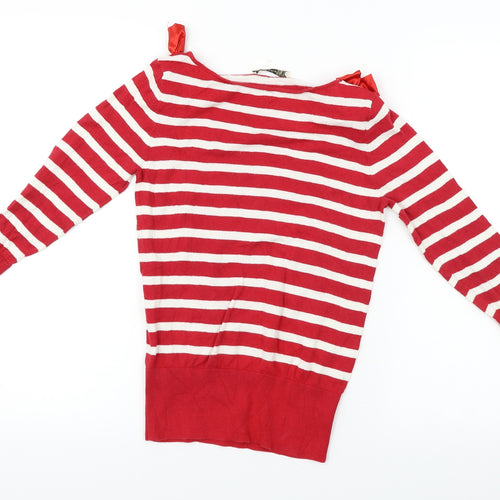 Oasis  Womens Red Striped  Pullover Jumper Size S