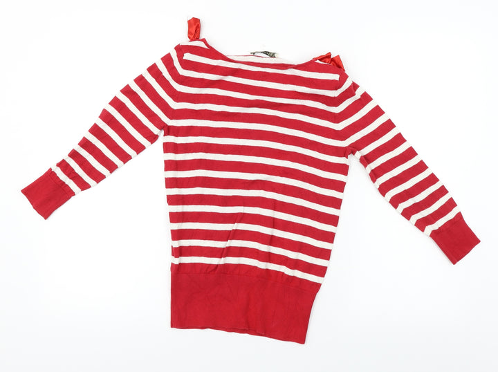 Oasis Womens Red Striped Pullover Jumper Size S