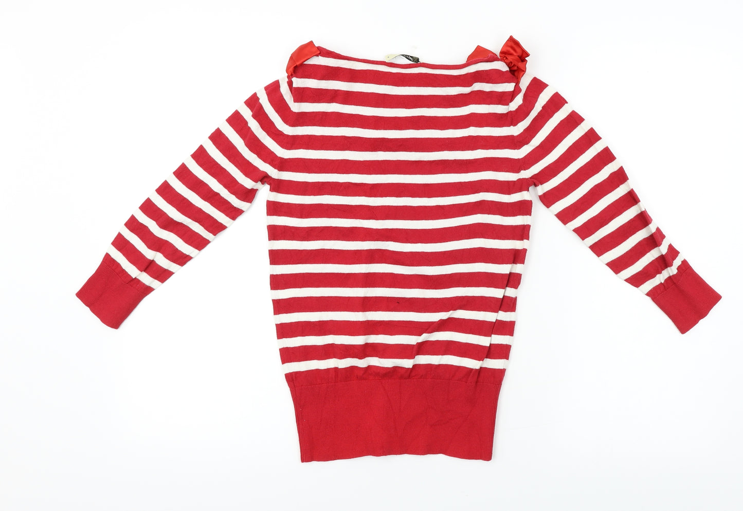 Oasis  Womens Red Striped  Pullover Jumper Size S