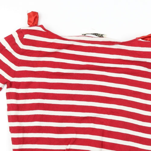 Oasis  Womens Red Striped  Pullover Jumper Size S