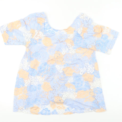 River Island  Womens Blue Floral  Basic T-Shirt Size 8