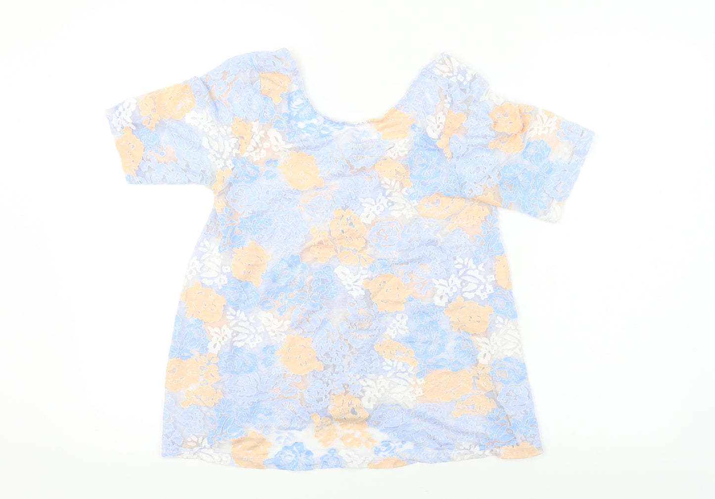 River Island  Womens Blue Floral  Basic T-Shirt Size 8