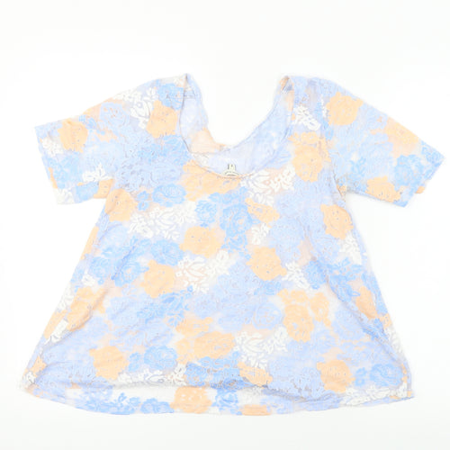 River Island  Womens Blue Floral  Basic T-Shirt Size 8