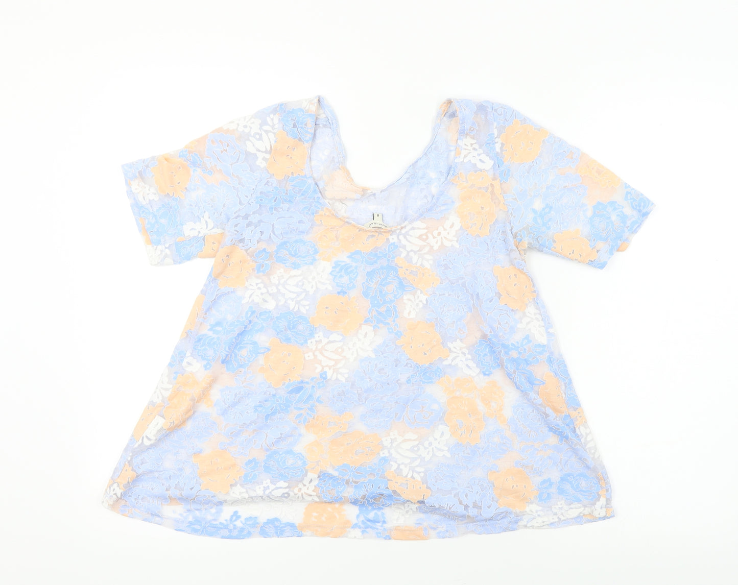 River Island  Womens Blue Floral  Basic T-Shirt Size 8