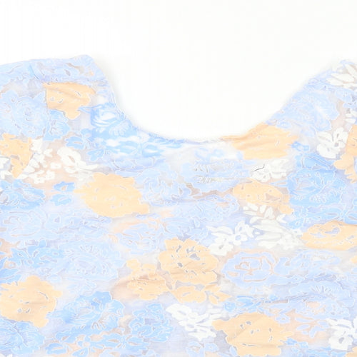 River Island  Womens Blue Floral  Basic T-Shirt Size 8