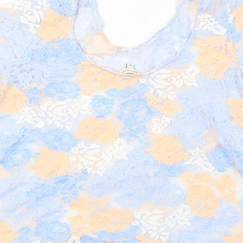 River Island  Womens Blue Floral  Basic T-Shirt Size 8
