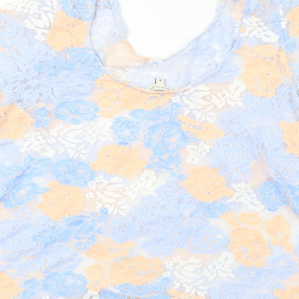 River Island  Womens Blue Floral  Basic T-Shirt Size 8