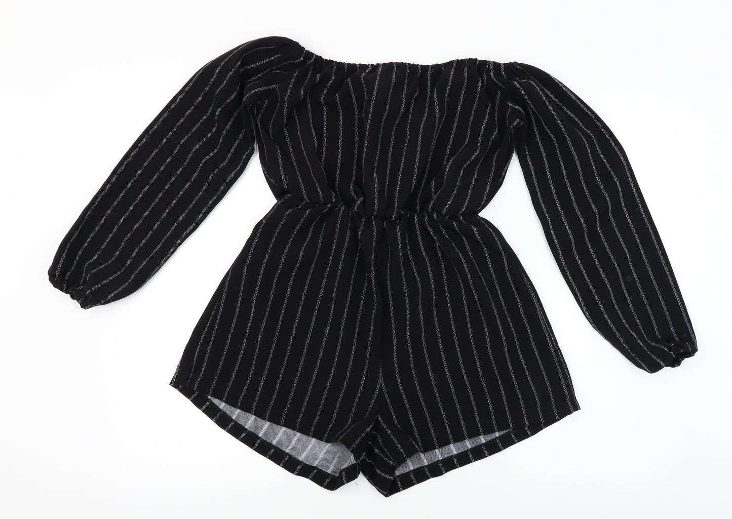 PRETTYLITTLETHING Womens Black Striped  Jumpsuit One-Piece Size 8