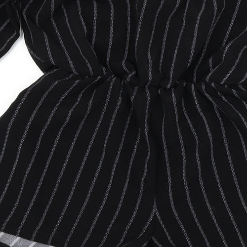 PRETTYLITTLETHING Womens Black Striped  Jumpsuit One-Piece Size 8