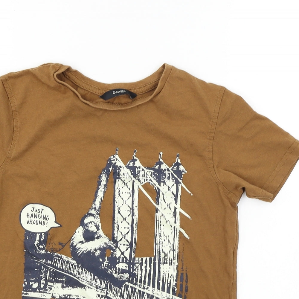 George  Boys Brown   Basic T-Shirt Size 8-9 Years