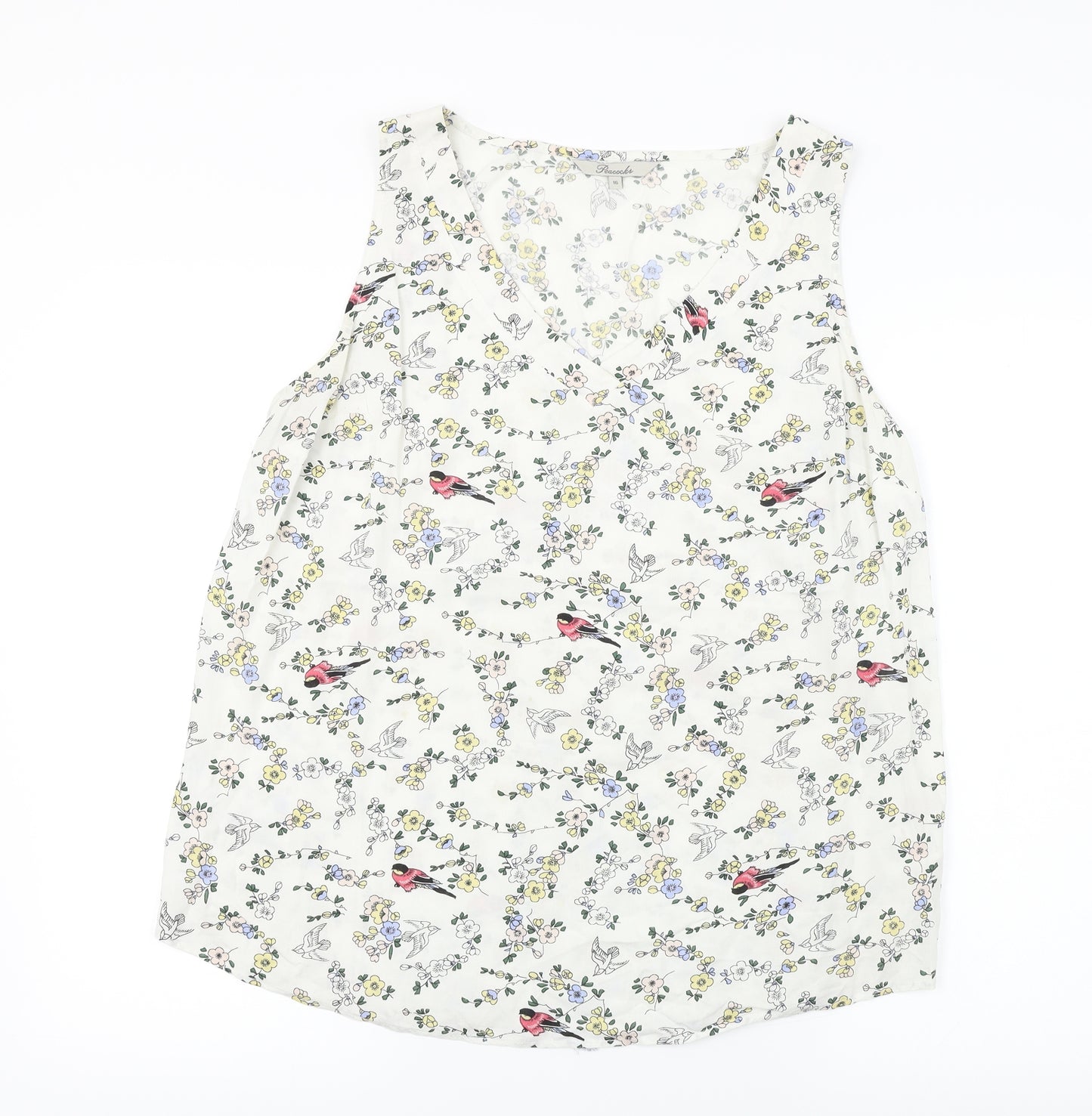 Peacocks  Womens White Floral  Basic Blouse Size 16