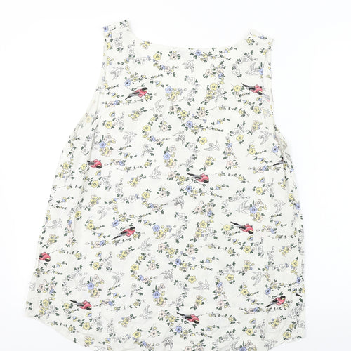 Peacocks  Womens White Floral  Basic Blouse Size 16