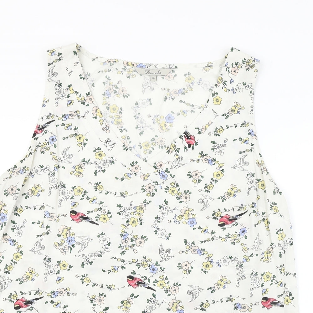 Peacocks  Womens White Floral  Basic Blouse Size 16