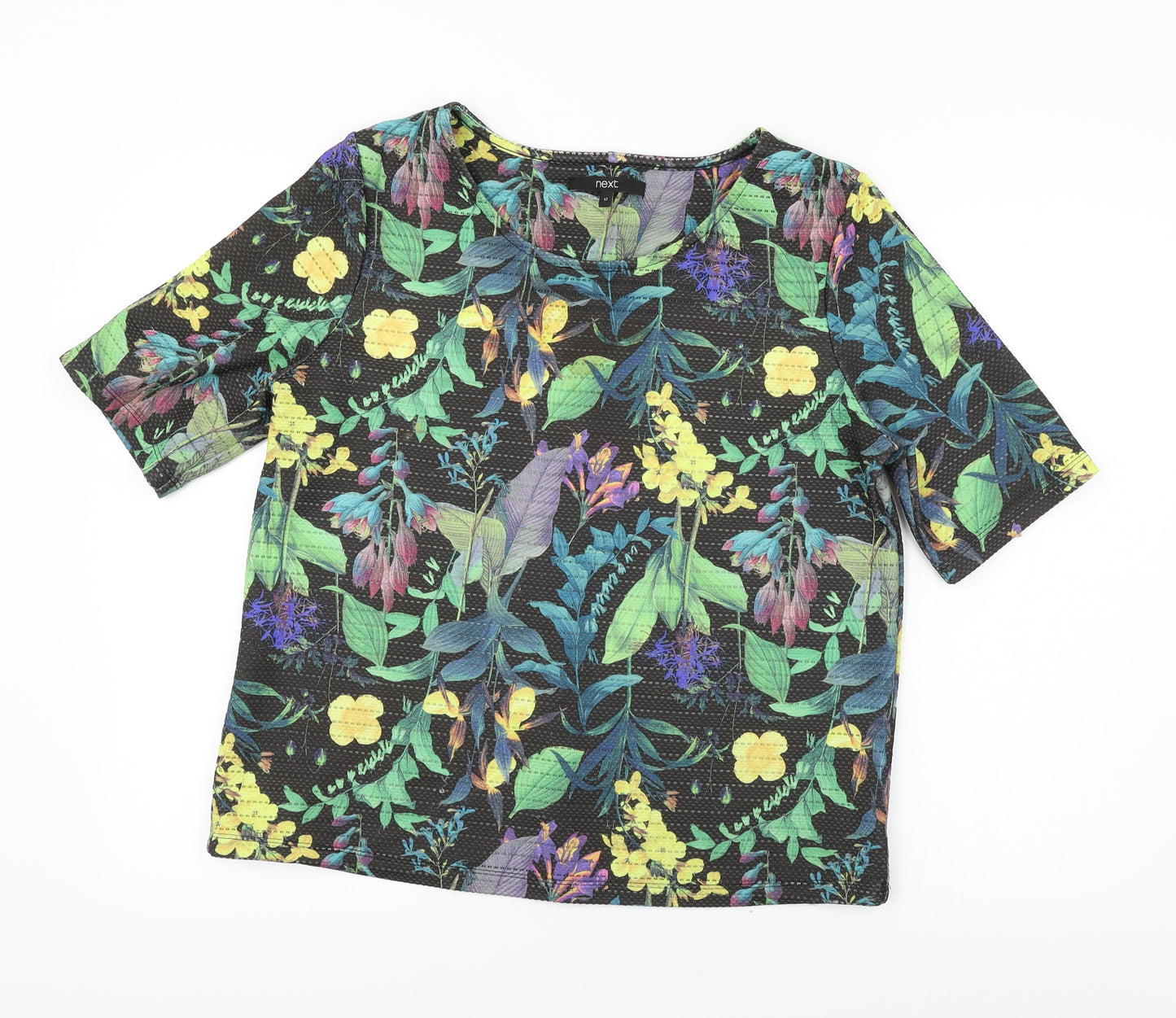 NEXT  Womens Black Floral  Basic T-Shirt Size 12
