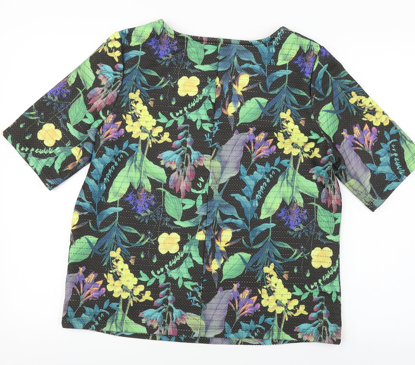 NEXT  Womens Black Floral  Basic T-Shirt Size 12