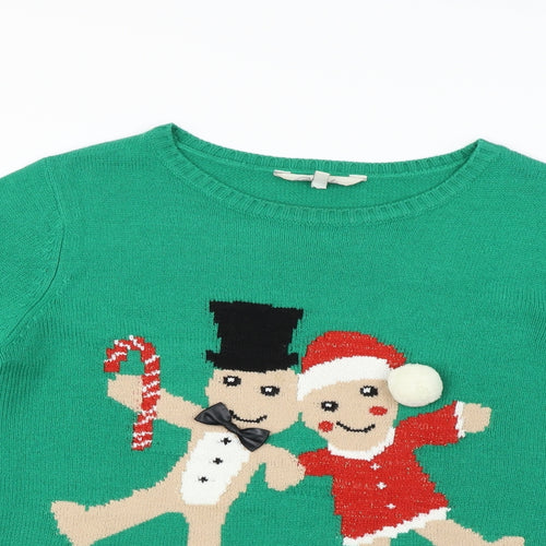 Peacocks  Mens Green   Pullover Jumper Size M  - Christmas Jumper