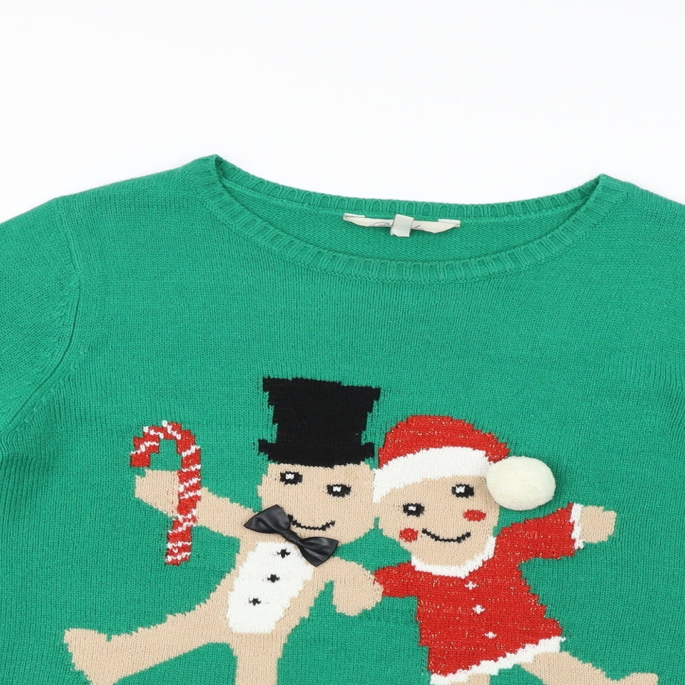 Peacocks  Mens Green   Pullover Jumper Size M  - Christmas Jumper