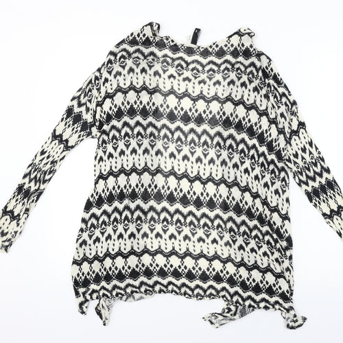 H&M Womens Ivory Geometric  Cardigan Jumper Size 8
