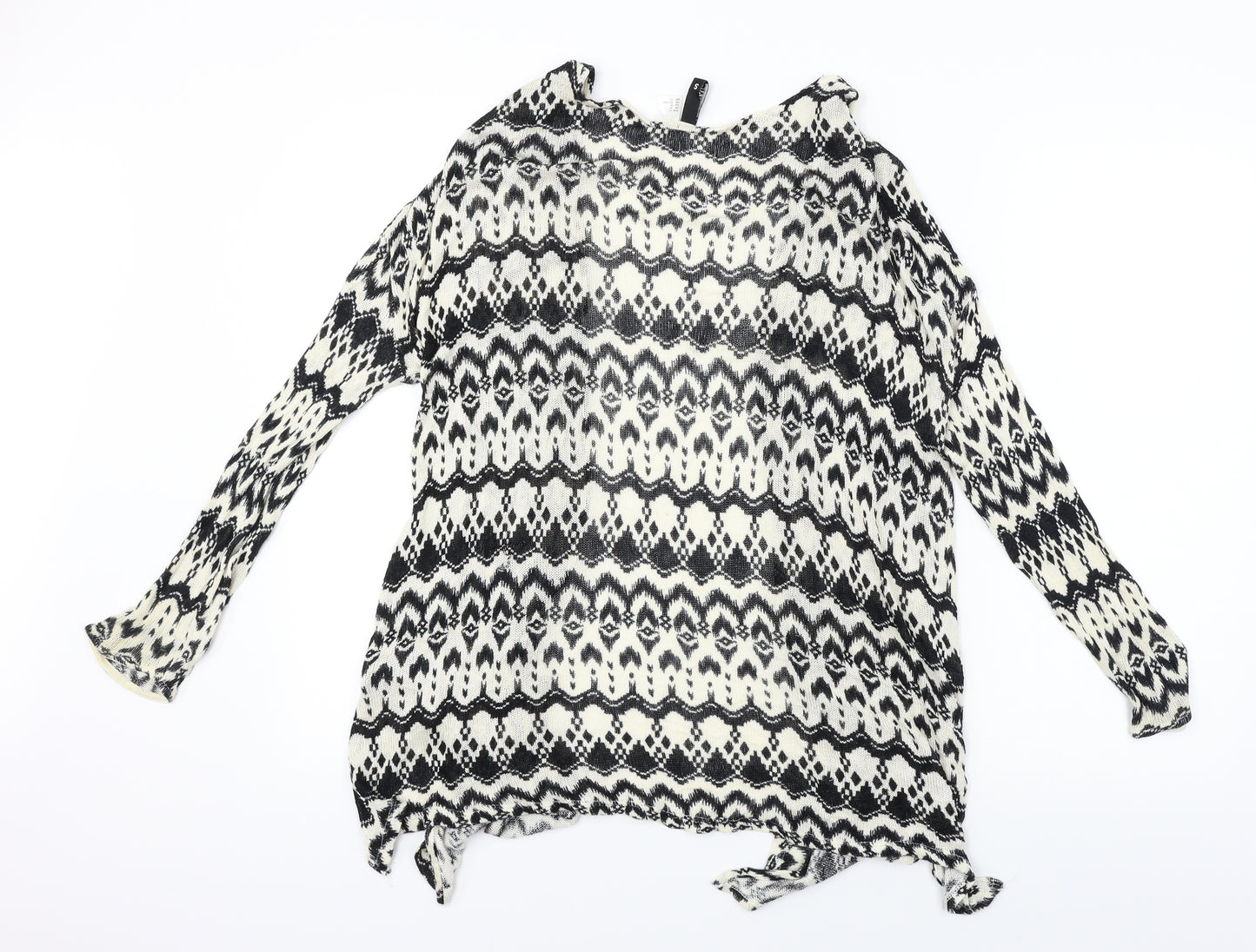H&M Womens Ivory Geometric  Cardigan Jumper Size 8