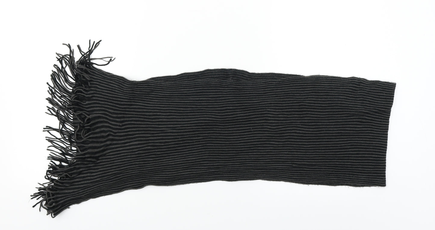Preworn Mens Black Striped  Scarf  One Size