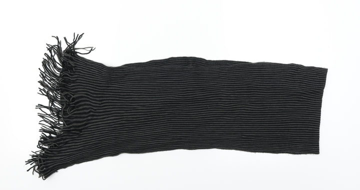 Preworn Mens Black Striped Scarf One Size