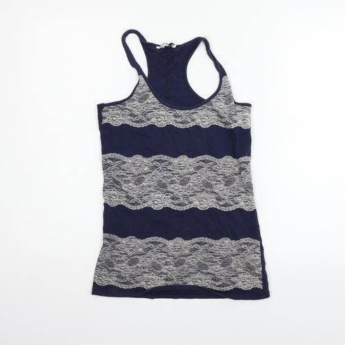 Denim  Co Womens Blue Striped  Basic Tank Size 10