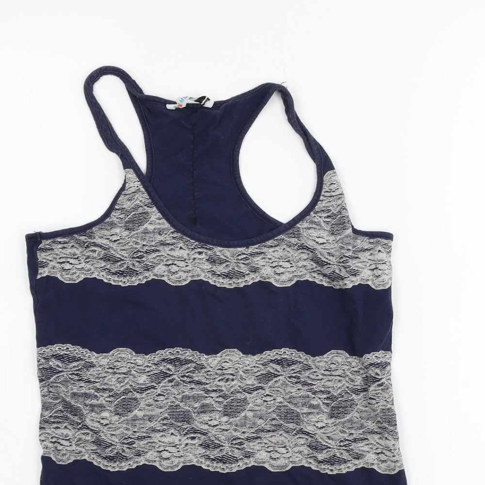 Denim  Co Womens Blue Striped  Basic Tank Size 10
