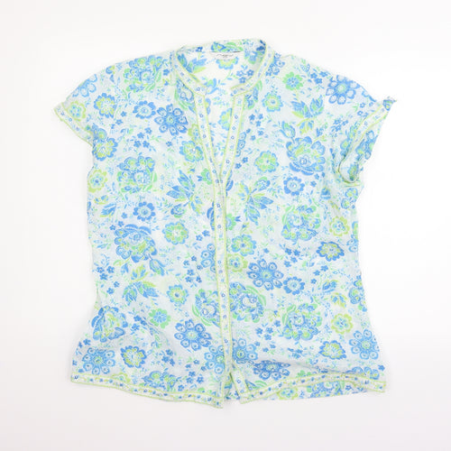 New Look Womens Blue Floral  Basic Button-Up Size 14