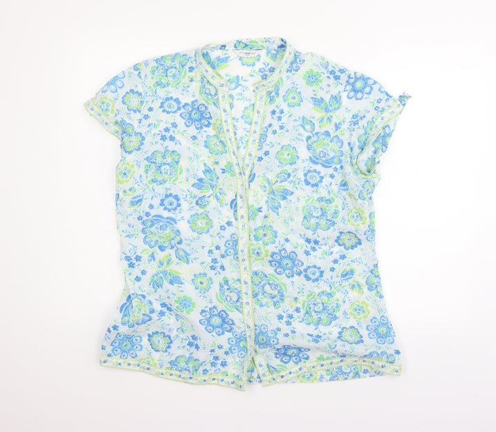 New Look Womens Blue Floral Basic Button-Up Size 14
