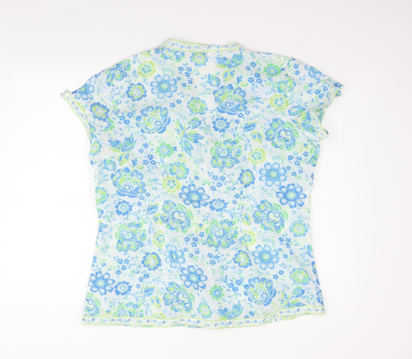 New Look Womens Blue Floral  Basic Button-Up Size 14