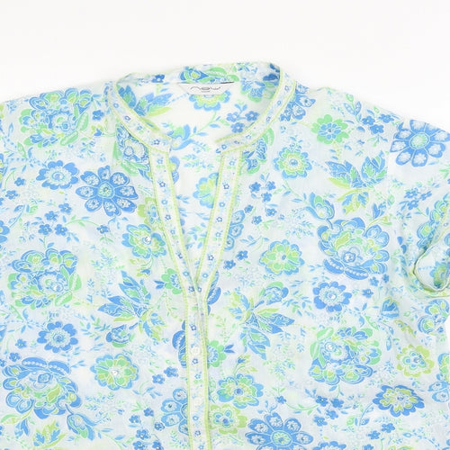 New Look Womens Blue Floral  Basic Button-Up Size 14