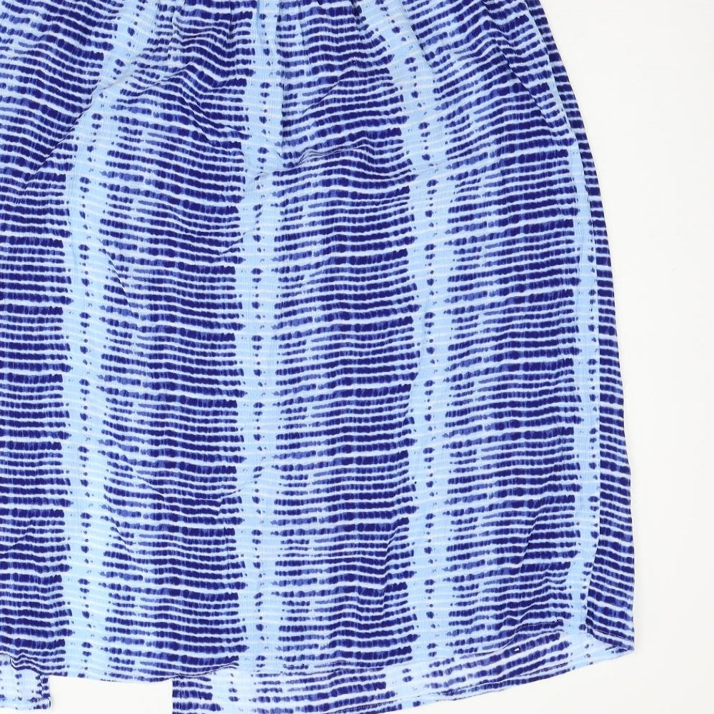 F&F Womens Blue Geometric  Flare Skirt Size 14