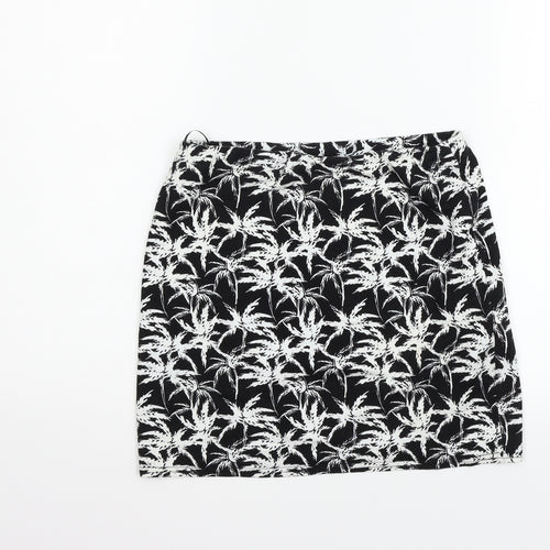 New Look Womens Black Geometric  Flare Skirt Size 12