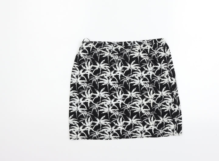 New Look Womens Black Geometric Flare Skirt Size 12