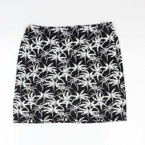 New Look Womens Black Geometric  Flare Skirt Size 12