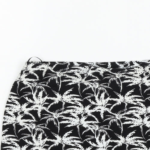 New Look Womens Black Geometric  Flare Skirt Size 12
