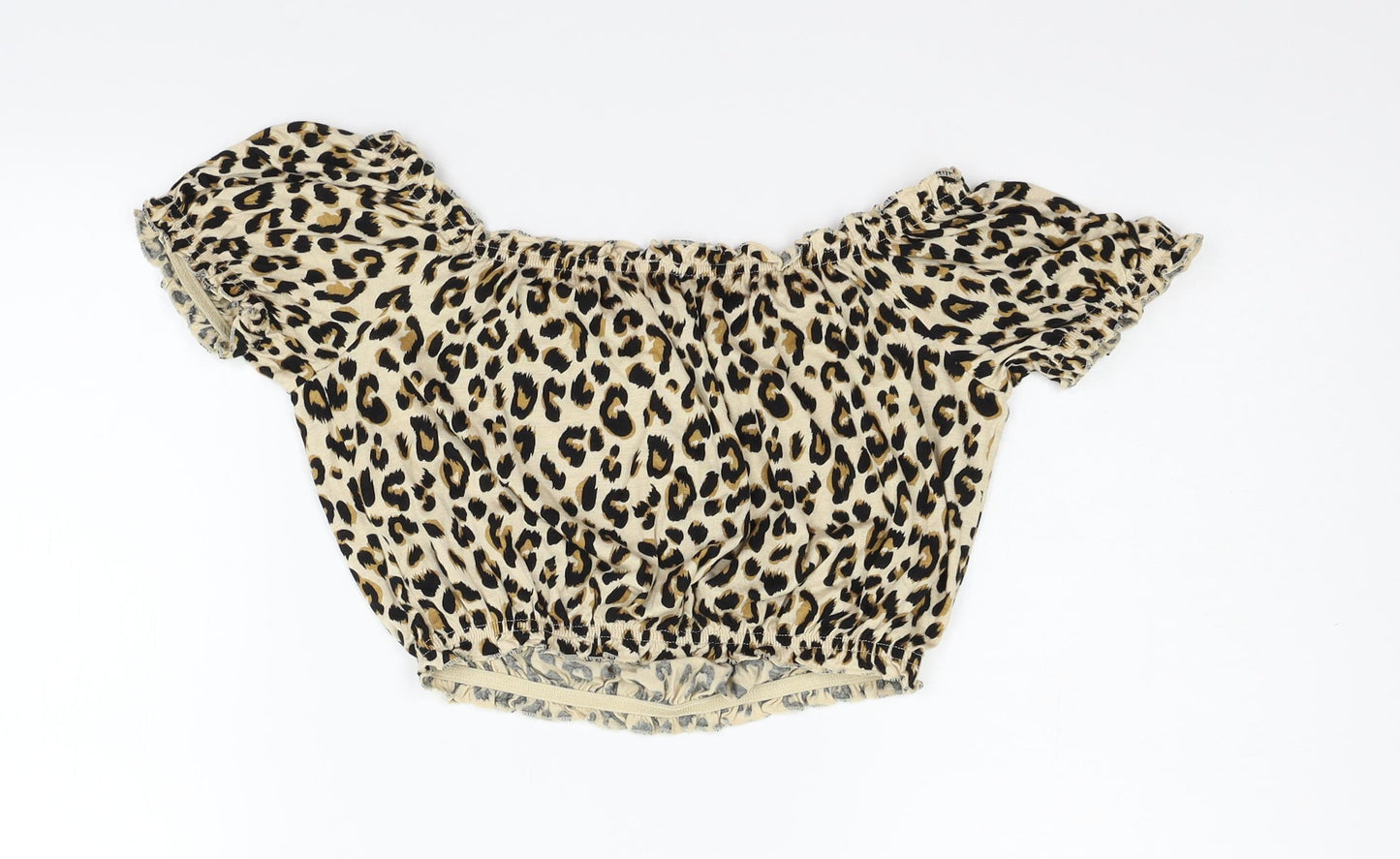 Divided Womens Beige Animal Print  Basic Blouse Size S
