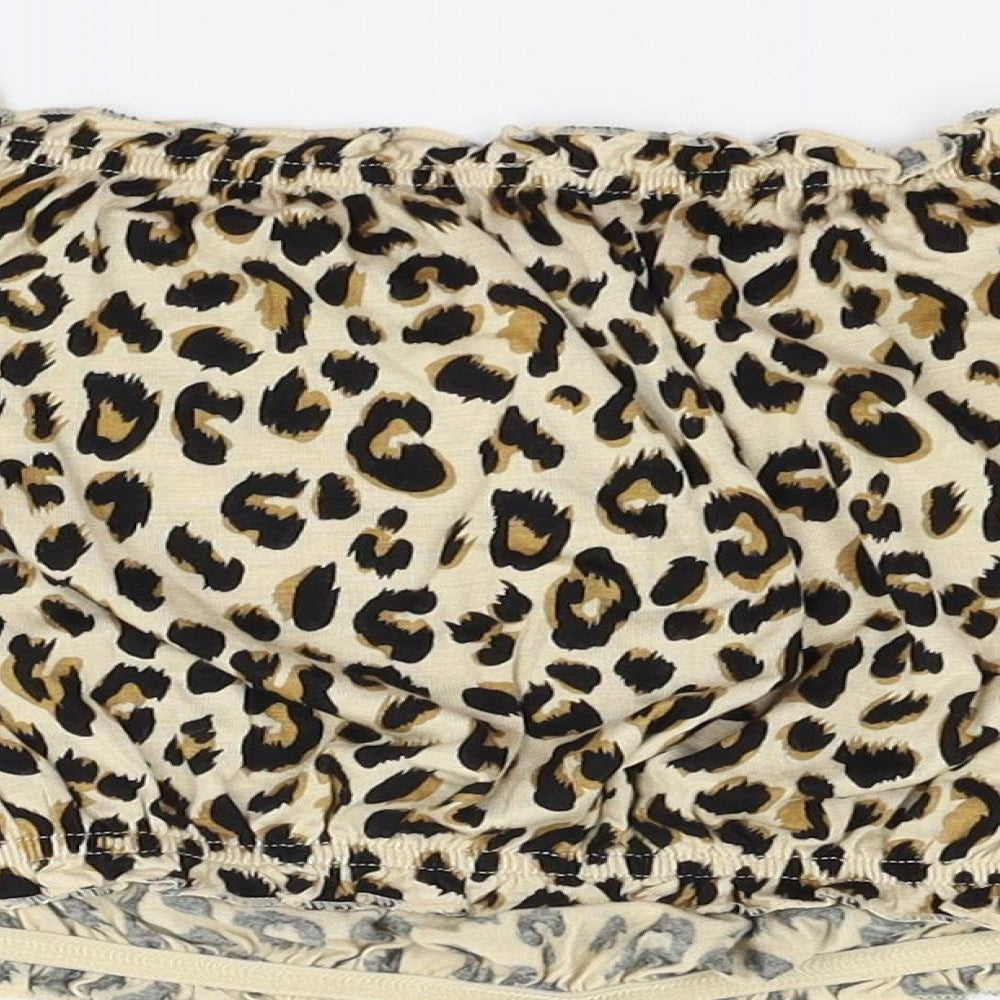 Divided Womens Beige Animal Print  Basic Blouse Size S